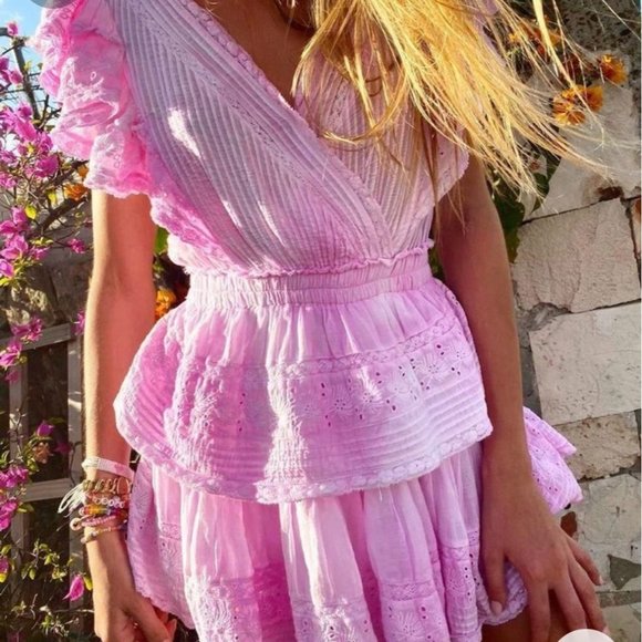 LoveShackFancy Gwen Dress in Peony Pink Small New Nwt Women's Mini Cotton - Picture 14 of 16